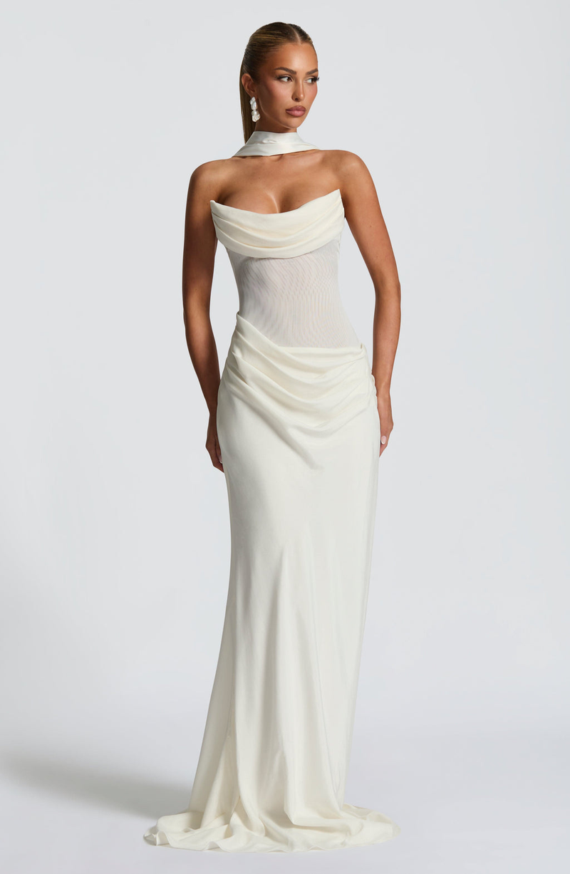 Vestido Sculpt con Cuello Foulard y Espalda Infinit